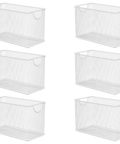 YBM Home White Wire Mesh Open Bin 10.75"x5.5"x6.5", 6-Pack