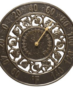 12" Diameter Ivy Silhouette Thermometer, French Bronze