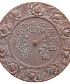 12" Diameter Rose Thermometer, Copper Verdi
