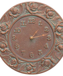 12" Diameter Rose Clock, Copper Verdi
