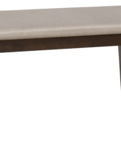WestinTrends Mid Century Modern Solid Wood Upholstered Bench, Beige