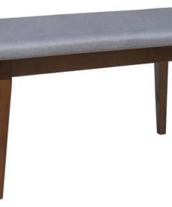 WestinTrends Mid Century Modern Solid Wood Upholstered Bench, Gray