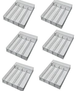 YBM Home Silver Mesh 5-part Flatware Tray 12.5"x9.25"x2", 6-Pack