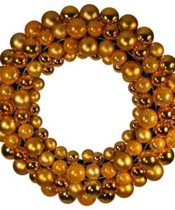 Wl-Bwr-24-Go-Tns - 2' Gold Ornament Wreath