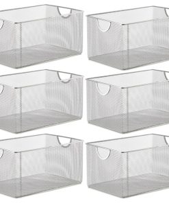 YBM Home Wire Mesh Open Bin Basket Silver 12.1"x7.8"x5.8", 6-Pack