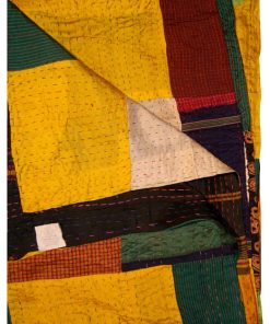 100% Silk Kantha Throw, Multi