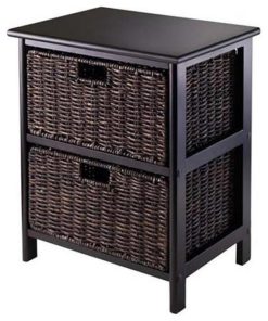 Winsome Omaha Storage Rack with 2 Foldable Baskets in Black