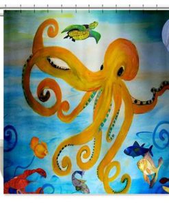 Yellow Octopus Shower Curtain