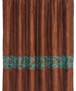 Wyatt Shower Curtain With Scroll Pattern and Curtain Rings Set, 72"x72"