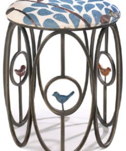White Floral Metal Stool