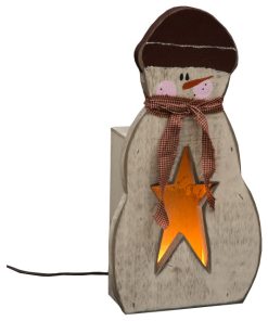 Wooden Christmas Luminary "Lil Brother" Snowman