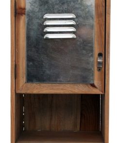 Wood and Metal Cabinet Storage 20 Inch Wall Unit with Hooks Farmhouse Decor