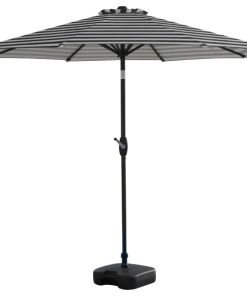 WestinTrends 9Ft Outdoor Patio Table Umbrella,Fillable Base Black/White Stripe