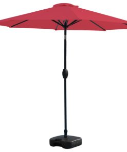 WestinTrends 9Ft Outdoor Patio Table Umbrella, Plastic Fillable Base, Red