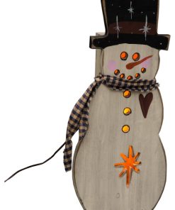 Wooden Christmas Luminary Snowman with Light Up Star