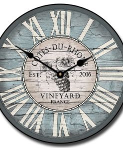 Wine Clock Vintage Blue, 18"