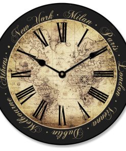 World Traveler Map Clock, 18"