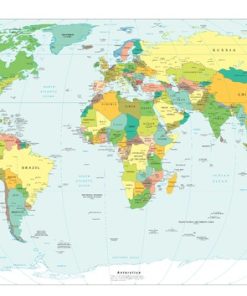 World Map, Political, Peel & Stick Removable Wall Decal