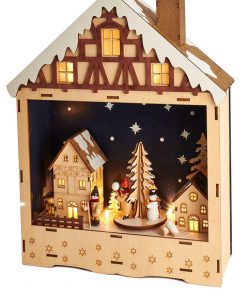 13.5" Battery-Operated Wooden Musical LED House