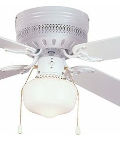 White 42" Hugger Ceiling Fan w/ Light Kit : 5745