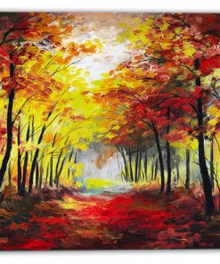 "Walk Through Autumn Forest" Landscape Canvas Artwork, 40"x30"