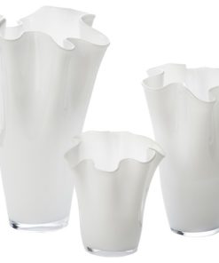 White Ruffle Vase, Medium