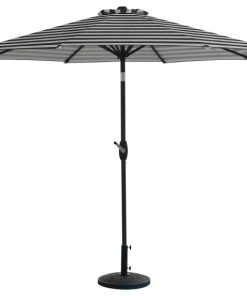 WestinTrends 9Ft Outdoor Patio Table Umbrella, Resin Base, Black/White Stripe