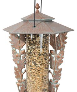 12"x12"x19" 12" Oakleaf Silhouette Feeder, Copper Verdi