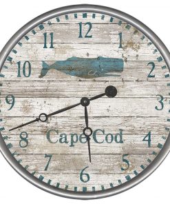 Whale Round Vintage Clock, 23"