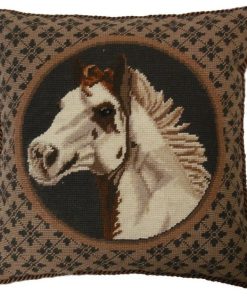 White Horse in Frame Gross Point Pillow