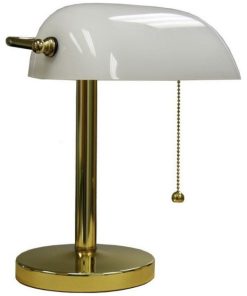 12.5"H White Bankers Table Lamp
