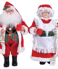 15" Mr and Mrs Claus Figurine, 2-Piece Set