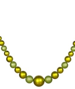 11' Commercial Matte and Glitter Shatterproof Christmas Ball Garland, Green