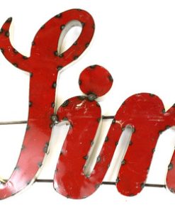 "Wine" Recycled Metal Sign, Red, Large