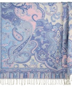 100% Cotton Yellow Green & Red Paisley 50"x70" Throw w/ Tassels, Emily, Brownin