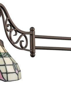 12 Inch 1-Light Swingarm Tiffany Wall Sconce - Tiffany Floral Wall Light