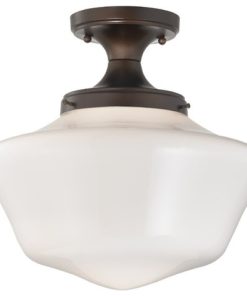 14-Inch Wide Schoolhouse Ceiling Light in Bronze Finish