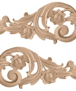 11.5"x5.5"x1", Each Side Large Rose Scrolls, Pair, Cherry