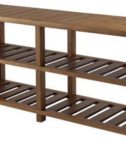 Winsome Keystone Shoe Rack Bench in Teak Finish