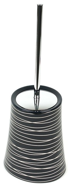 Hourglass Shaped Anthracite and Silver Toilet Brush Holder