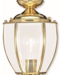 1-Light Polished Brass Outdoor Post Lantern