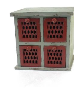 12.75"x7" 14" Multi-Color Antiqued 4 Drawer Tabletop Organizer