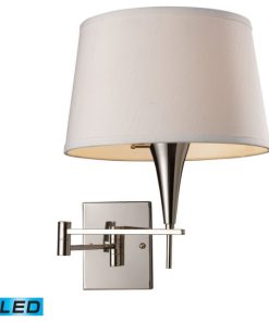 1-Light Swingarm Wall Lamp In Polished Chrome Shade - Includes Led Bulb White