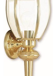 1-Light Polished Brass Outdoor Wall Lantern