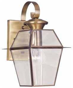 1-Light Antique Brass Outdoor Wall Lantern