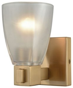 1 Up Light Bath Sconce Satin Nickel Finish Clear Glass Made Of Glass/Metal