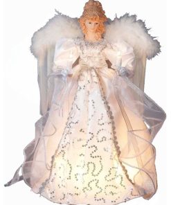 14" 10-Light White and Silver Angel Treetop