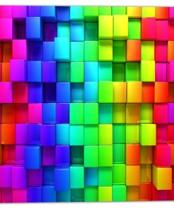 "Rainbow of Colorful Boxes", Abstract Canvas Artwork, 30"x30"