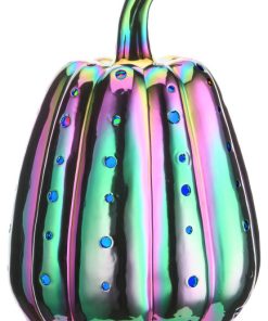 14" LED Lit Iridescent Pumpkin Decor