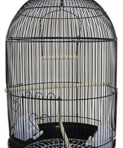 YML A1564 Bar Spacing Round Bird Cage, Small, Black